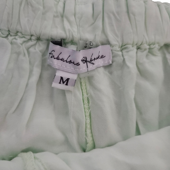 NWT Young Fabulous & Broke Geneva Wide Leg Tie Front Eyelet Pants Mint Green - Picture 6 of 9